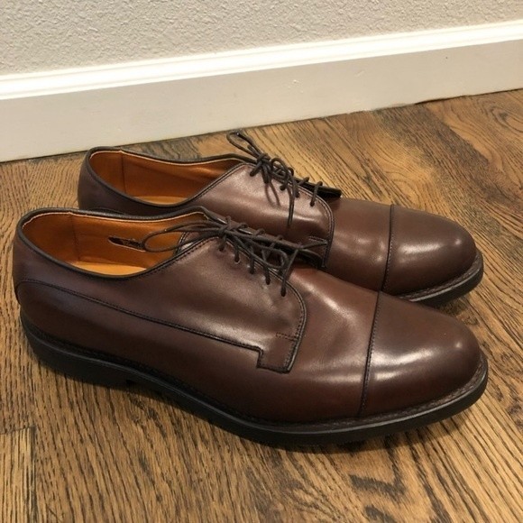 Allen Edmonds Bergland Mens Brown Cap Toe Rubber Sole Shoes Sz. 9A